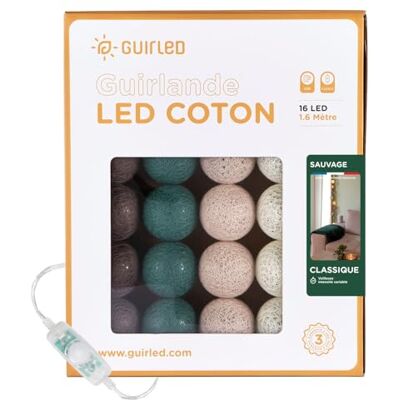 GuirLED Lichtketting met bolletjes van katoen, USB, 2 uur nachtlampje voor baby's, incl. 2 A dubbele USB-adapter, 3 intensiteiten, 16 bolletjes, 1,6 m, Sauvage GuirLED Lichtketting met bolletjes van katoen, USB, 2 uur nachtlampje voor baby's, incl. 2 A dubbele USB-adapter, 3 intensiteiten, 16 bolletjes, 1,6 m, Sauvage