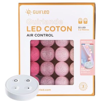 GuirLED Lichtketting met katoenen ballen, draadloze USB-afstandsbediening Baby nachtlampje 2 uur 2 A 4 intensiteiten 32 ballen 3,2 m prinses GuirLED Lichtketting met katoenen ballen, draadloze USB-afstandsbediening Baby nachtlampje 2 uur 2 A 4 intensiteiten 32 ballen 3,2 m prinses