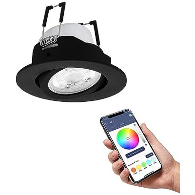 EGLO connect.z Saliceto-Z led-inbouwspot, Ø 88 mm, ZigBee inbouwplafondlamp, app- en spraakbediening, warmwit koud, RGB, dimbaar, zwart EGLO connect.z Saliceto-Z led-inbouwspot, Ø 88 mm, ZigBee inbouwplafondlamp, app- en spraakbediening, warmwit koud, RGB, dimbaar, zwart