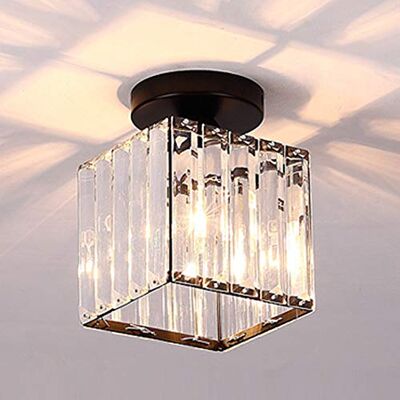 Mengjay Moderne industriële plafondlamp, kroonluchter, kristallen lampenkap van metaal, E27, hanglamp, verlichting voor woonkamer, slaapkamer, café, bar, restaurant, eetkamer (niet meegeleverd) (zwart vierkant) Mengjay Moderne industriële plafondlamp, kroonluchter, kristallen lampenkap van metaal, E27, hanglamp, verlichting voor woonkamer, slaapkamer, café, bar, restaurant, eetkamer (niet meegeleverd) (zwart vierkant)