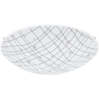 EGLO Vereda Led-plafondlamp, klassieke plafondlamp van metaal, glas met gestreepte decoratie, granille-kristallen, in warm wit, helder, voor woonkamer, slaapkamer, hal, plafond EGLO Vereda Led-plafondlamp, klassieke plafondlamp van metaal, glas met gestreepte decoratie, granille-kristallen, in warm wit, helder, voor woonkamer, slaapkamer, hal, plafond