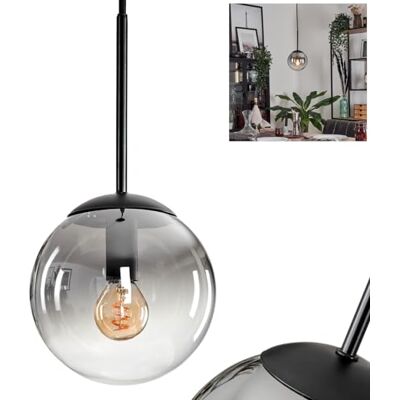 hofstein Hanglamp Gastor Hanglamp in metaal/rookzwart / transparant glas vintage/retro design met glazen kap (Ø 15 cm) Max hoogte 139,5 cm 1 x E14 zonder lamp hofstein Hanglamp Gastor Hanglamp in metaal/rookzwart / transparant glas vintage/retro design met glazen kap (Ø 15 cm) Max hoogte 139,5 cm 1 x E14 zonder lamp