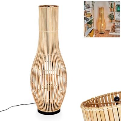 hofstein Staby vloerlamp, zwart/goud metaal/bamboe vloerlamp, lamp in bohemien design met roosterkap (Ø 36 cm), hoogte 105 cm, aan/uit-schakelaar op de kabel, 3 x E27, zonder lamp hofstein Staby vloerlamp, zwart/goud metaal/bamboe vloerlamp, lamp in bohemien design met roosterkap (Ø 36 cm), hoogte 105 cm, aan/uit-schakelaar op de kabel, 3 x E27, zonder lamp