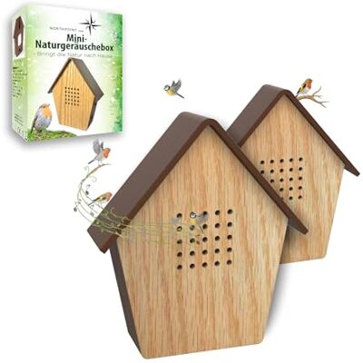 Northpoint Set van 2 natuurlijke geluidsboxen met bewegingsmelder van echt hout, oplaadbaar, met wandhouder Northpoint Set van 2 natuurlijke geluidsboxen met bewegingsmelder van echt hout, oplaadbaar, met wandhouder