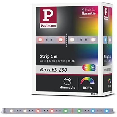 Paulmann 79865 MaxLED 250 LED Strips 1m RGBW IP20 incl. Strips 1x6.5W Strip Light 3000K Paulmann 79865 MaxLED 250 LED Strips 1m RGBW IP20 incl. Strips 1x6.5W Strip Light 3000K
