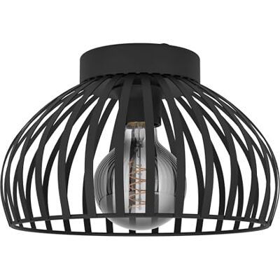 EGLO Plafondlamp Mogano 3, plafondspot in monochroom design, plafondlamp voor woonkamer en hal, zwart metaal, fitting E27, Ø 28 cm EGLO Plafondlamp Mogano 3, plafondspot in monochroom design, plafondlamp voor woonkamer en hal, zwart metaal, fitting E27, Ø 28 cm