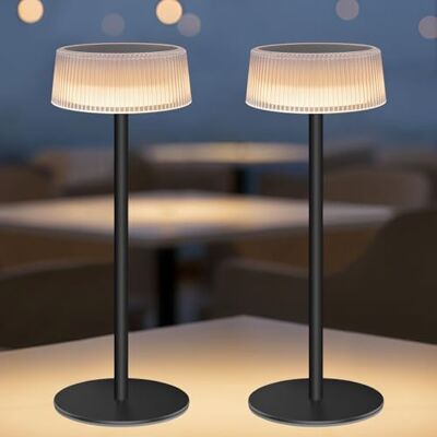 Alinana Set van 2 draadloze tafellampen, waterdichte buitentafellamp, led-bureaulamp met 3 verlichtingskleuren en continu dimmen, voor binnen en buiten Alinana Set van 2 draadloze tafellampen, waterdichte buitentafellamp, led-bureaulamp met 3 verlichtingskleuren en continu dimmen, voor binnen en buiten