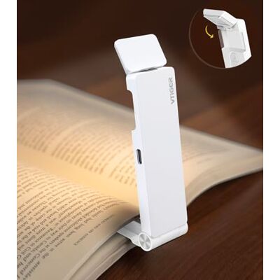 VTIGER USB oplaadbare leeslamp voor lezen in bed, opvouwbare clip-on led-lamp, 3 amberkleuren en 4 dimbare helderheden, draagbare bladwijzer-lamp duurzaam voor VTIGER USB oplaadbare leeslamp voor lezen in bed, opvouwbare clip-on led-lamp, 3 amberkleuren en 4 dimbare helderheden, draagbare bladwijzer-lamp duurzaam voor