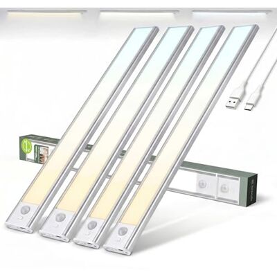Brendz Led-lamp, oplaadbaar, led, keuken, ondermeubels, 4 x 40 cm, USB-C, 2200 mAh, 3 kleurtemperaturen, dimbaar, magnetisch, keukenlicht, puyo zilver Brendz Led-lamp, oplaadbaar, led, keuken, ondermeubels, 4 x 40 cm, USB-C, 2200 mAh, 3 kleurtemperaturen, dimbaar, magnetisch, keukenlicht, puyo zilver