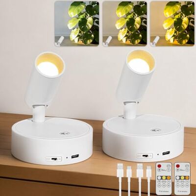 Kambo Set van 2 draadloze led-spots, wit, magnetische montage, 3 kleurtemperaturen, oplaadbaar, wandlamp, vloerspot, touch-timer, afstandsbediening voor foto Kambo Set van 2 draadloze led-spots, wit, magnetische montage, 3 kleurtemperaturen, oplaadbaar, wandlamp, vloerspot, touch-timer, afstandsbediening voor foto