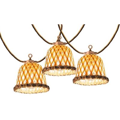 Lumisky Lichtsnoer voor buiten, aansluitbaar, 10 natuurlijke lampenkappen van rotan, MALY LIGHT HYBRID, led, warmwit, 8 m, zonne-energie en op netstroom Lumisky Lichtsnoer voor buiten, aansluitbaar, 10 natuurlijke lampenkappen van rotan, MALY LIGHT HYBRID, led, warmwit, 8 m, zonne-energie en op netstroom
