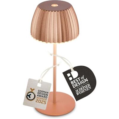 Briloner Riffle Mini draadloze led-tafellamp IP44 met lichtrand, 8,5 x 20 cm, touch-dimmer, verwisselbare batterij, bedlamp, Duitse Design Award Winner 2025, koperkleur Briloner Riffle Mini draadloze led-tafellamp IP44 met lichtrand, 8,5 x 20 cm, touch-dimmer, verwisselbare batterij, bedlamp, Duitse Design Award Winner 2025, koperkleur