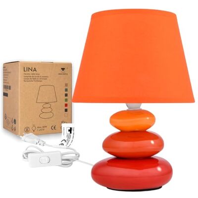 Urban Lifestyle Lina bedlampje (oranje) keramische tafellamp met stoffen lampenkap, geschikte led, E14, keramische tafellamp 230V, bedlampje Urban Lifestyle Lina bedlampje (oranje) keramische tafellamp met stoffen lampenkap, geschikte led, E14, keramische tafellamp 230V, bedlampje