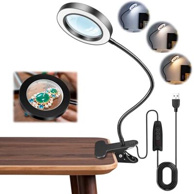 Akynite Leeslamp voor het aansluiten van bed, 3 kleuren en 10 helderheidsniveaus, dimbaar, 48 leds, flexibele bedlamp met USB-clip, led-bureaulamp voor studie, werk, spel (zwart) Akynite Leeslamp voor het aansluiten van bed, 3 kleuren en 10 helderheidsniveaus, dimbaar, 48 leds, flexibele bedlamp met USB-clip, led-bureaulamp voor studie, werk, spel (zwart)