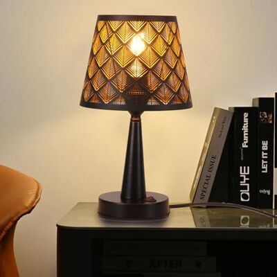 TWSXTE Moderne tafellamp, zwart, E27, decoratief, bureaulamp, metaal, led-lamp, nachtlampenkap, slaapkamer, met schakelaar (zonder lamp) TWSXTE Moderne tafellamp, zwart, E27, decoratief, bureaulamp, metaal, led-lamp, nachtlampenkap, slaapkamer, met schakelaar (zonder lamp)