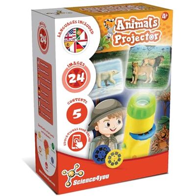 Science4you Zaklamp en projector, dieren, voor kinderen vanaf 4 jaar, nachtlampje met 24 afbeeldingen en dierenposter, educatief speelgoed voor jongens en meisjes Science4you Zaklamp en projector, dieren, voor kinderen vanaf 4 jaar, nachtlampje met 24 afbeeldingen en dierenposter, educatief speelgoed voor jongens en meisjes