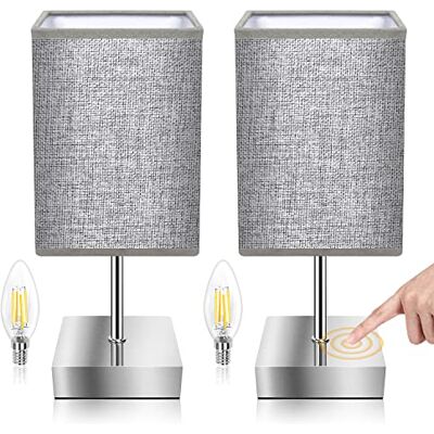 Totofac 2 stuks bedlampje met touchscreen, dimbare tafellamp, E14, led, 3 helderheidsniveaus, moderne nachtlamp voor woonkamer, slaapkamer, kantoor, hotel (inclusief lamp) Totofac 2 stuks bedlampje met touchscreen, dimbare tafellamp, E14, led, 3 helderheidsniveaus, moderne nachtlamp voor woonkamer, slaapkamer, kantoor, hotel (inclusief lamp)