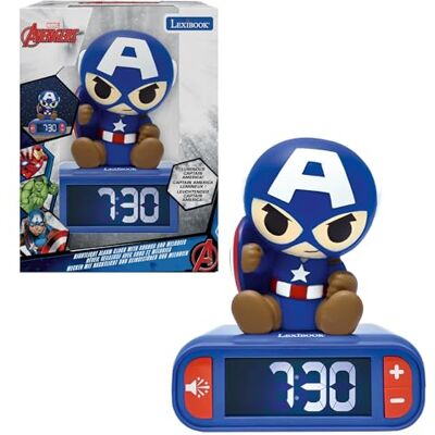 Lexibook Marvel Avengers Nachtlampje, geluiden en melodieën, lcd-display met achtergrondverlichting, helder, snooze, RL800AV1 Lexibook Marvel Avengers Nachtlampje, geluiden en melodieën, lcd-display met achtergrondverlichting, helder, snooze, RL800AV1