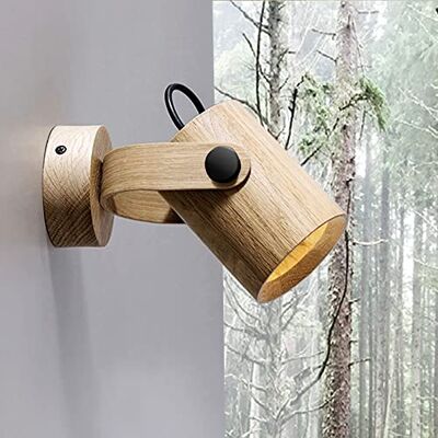 ouglres Vintage stijl houten wandlamp voor binnen, roterende spot, bedlamp, moderne wandverlichting voor slaapkamerverlichting, woonkamer, hal, badkamer, GU10 ouglres Vintage stijl houten wandlamp voor binnen, roterende spot, bedlamp, moderne wandverlichting voor slaapkamerverlichting, woonkamer, hal, badkamer, GU10