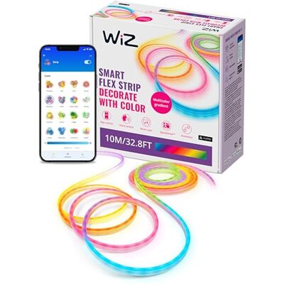 WiZ Ledstrip Neon Flex 10 meter RGBIC Makkelijke installatie Gekleurd en Wit licht RGBIC; meerdere kleuren zoals Vorm je wilt 2x 5 meter WiZ Ledstrip Neon Flex 10 meter RGBIC Makkelijke installatie Gekleurd en Wit licht RGBIC; meerdere kleuren zoals Vorm je wilt 2x 5 meter