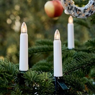 Hellum Led-lichtsnoer, gemaakt in Duitsland, dennenverlichting met clip, 20 lampen, verlichte lengte 19 m, groene kabel, warm wit, witte staaf, buiten, aparte stekker, <59lm 842043 Hellum Led-lichtsnoer, gemaakt in Duitsland, dennenverlichting met clip, 20 lampen, verlichte lengte 19 m, groene kabel, warm wit, witte staaf, buiten, aparte stekker, <59lm 842043