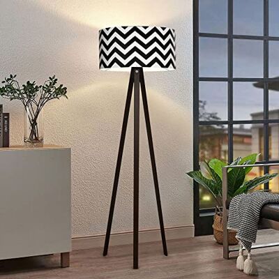 lux.pro Stijlvolle vloerlamp, driepoot, lamp op poot, MDF, stof, fitting E27, hoogte 140 cm, houteffect, zwart-wit lux.pro Stijlvolle vloerlamp, driepoot, lamp op poot, MDF, stof, fitting E27, hoogte 140 cm, houteffect, zwart-wit
