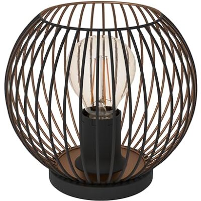 EGLO Almanzora Tafellamp, rond, verlichting voor woonkamer en nachtkastje, metaal, kleur zwart en koper, E27 fitting, Ø 20 cm EGLO Almanzora Tafellamp, rond, verlichting voor woonkamer en nachtkastje, metaal, kleur zwart en koper, E27 fitting, Ø 20 cm