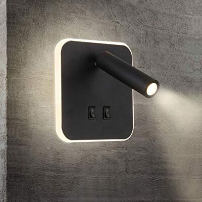 TWSXTE Wandlamp Lezen Bedlampje Draaibare Slaapkamer Spot Slaapkamer Moderne Zwarte LED Spot Wandlamp Licht tot 3000K (3W + 10W) TWSXTE Wandlamp Lezen Bedlampje Draaibare Slaapkamer Spot Slaapkamer Moderne Zwarte LED Spot Wandlamp Licht tot 3000K (3W + 10W)