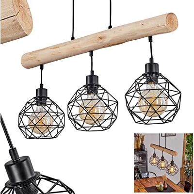 hofstein Hanglamp Bacabal metaal / hout zwart / natuur, 3 lichtpunten, 3 x E27 max. 60 watt, in hoogte verstelbare hanglamp, geschikt voor ledlampen. hofstein Hanglamp Bacabal metaal / hout zwart / natuur, 3 lichtpunten, 3 x E27 max. 60 watt, in hoogte verstelbare hanglamp, geschikt voor ledlampen.
