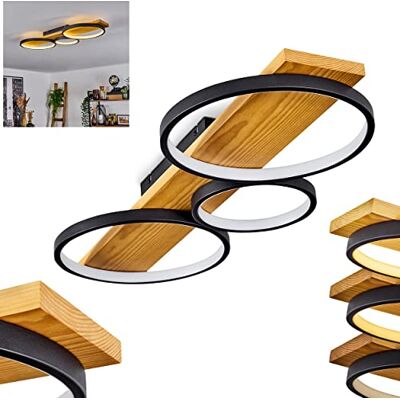 hofstein Rodekro Led-plafondlamp, dimbaar, metaal/hout, zwart/natuur/wit, met traditionele schakelaar, dimbaar, met houten balk, 1 x led, 32 W, 3000 K, 3700 lumen hofstein Rodekro Led-plafondlamp, dimbaar, metaal/hout, zwart/natuur/wit, met traditionele schakelaar, dimbaar, met houten balk, 1 x led, 32 W, 3000 K, 3700 lumen