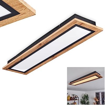 hofstein Salmi Led-plafondlamp, metaal/MDF/kunststof zwart/houtimitatie/bruin/wit, rechthoekige lamp (80 cm x 20 cm), 2800 lumen, 3000 K, 24 watt led hofstein Salmi Led-plafondlamp, metaal/MDF/kunststof zwart/houtimitatie/bruin/wit, rechthoekige lamp (80 cm x 20 cm), 2800 lumen, 3000 K, 24 watt led