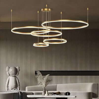 YYUTLUO Moderne led-kroonluchter DIY cirkel 5 gouden ringen: 20 + 40 + 60 + 80 + 100 cm = 130 W hangende verlichting led metaal + acryl afstandsbediening dimbaar 2,4 G hanglamp plafond rond woonkamer YYUTLUO Moderne led-kroonluchter DIY cirkel 5 gouden ringen: 20 + 40 + 60 + 80 + 100 cm = 130 W hangende verlichting led metaal + acryl afstandsbediening dimbaar 2,4 G hanglamp plafond rond woonkamer