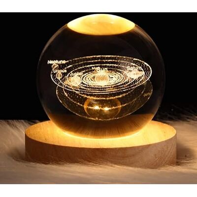 Iordan DRYFAL Nachtlampje Saturnus 3D kristallen bol bedlampje nachtlampje kinderen nachtlampje met houten sokkel fantasy decoratie led planeet Galaxy nachtlampje cadeau voor slaapkamer Iordan DRYFAL Nachtlampje Saturnus 3D kristallen bol bedlampje nachtlampje kinderen nachtlampje met houten sokkel fantasy decoratie led planeet Galaxy nachtlampje cadeau voor slaapkamer