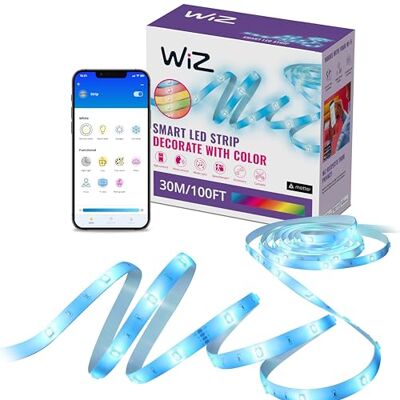 WiZ RGB LED strip 30 Metres op maat te knippen 16 miljoen kleuren en wittinten werkt met Wifi bedien met de app of je stem werkt met Google Home, Alexa en HomeKit WiZ RGB LED strip 30 Metres op maat te knippen 16 miljoen kleuren en wittinten werkt met Wifi bedien met de app of je stem werkt met Google Home, Alexa en HomeKit