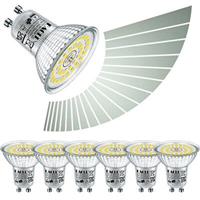 EACLL 6 x GU10 led-lampen, 6 W, daglichtwit, 5000 K, vervangt PAR16 halogeenlampen, 700 lm, energiebesparend, traploos dimbaar via dimmer EACLL 6 x GU10 led-lampen, 6 W, daglichtwit, 5000 K, vervangt PAR16 halogeenlampen, 700 lm, energiebesparend, traploos dimbaar via dimmer