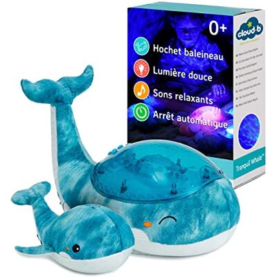 Cloud B Ocean Wave Projectie Nachtlampje met rustgevende witte geluiden, instelbare instellingen en automatische uitschakeling Familie Tranquil Whale™, blauw Cloud B Ocean Wave Projectie Nachtlampje met rustgevende witte geluiden, instelbare instellingen en automatische uitschakeling Familie Tranquil Whale™, blauw