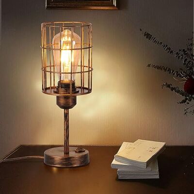 TWSXTE E27 Retro Tafellamp Leeslamp Nachtkastje Vintage Industriële Lamp LED Metalen Kooi Tafel Decoratieve Lampen met Schakelaar (Geen Lamp) TWSXTE E27 Retro Tafellamp Leeslamp Nachtkastje Vintage Industriële Lamp LED Metalen Kooi Tafel Decoratieve Lampen met Schakelaar (Geen Lamp)