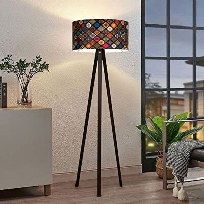lux.pro Stijlvolle vloerlamp, driepoot, lamp op poot, MDF, stof, fitting E27, hoogte 140 cm, zwart, meerkleurig lux.pro Stijlvolle vloerlamp, driepoot, lamp op poot, MDF, stof, fitting E27, hoogte 140 cm, zwart, meerkleurig