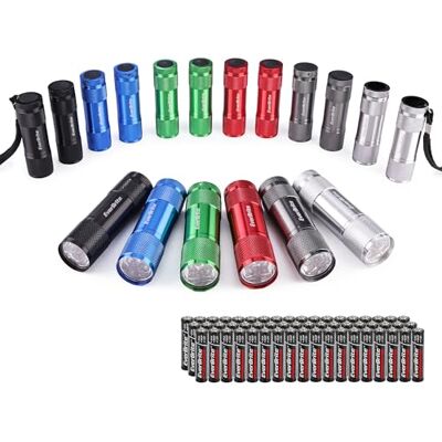 EverBrite 18-delige mini-led-zaklampenset, kleine gekleurde aluminium handlamp met koord en 54 AAA-batterijen voor kamperen, fietsen, klimmen, outdoor, cadeau voor kinderverjaardag EverBrite 18-delige mini-led-zaklampenset, kleine gekleurde aluminium handlamp met koord en 54 AAA-batterijen voor kamperen, fietsen, klimmen, outdoor, cadeau voor kinderverjaardag