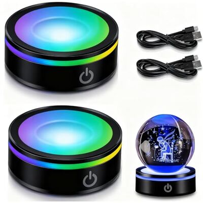 BAIFULAI 2 stuks led-lichtsokkel, 6 kleuren, rond, displaybasis, met gevoelige touch-schakelaar, led-lampvoet voor kunstdisplay van kristalglas BAIFULAI 2 stuks led-lichtsokkel, 6 kleuren, rond, displaybasis, met gevoelige touch-schakelaar, led-lampvoet voor kunstdisplay van kristalglas