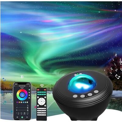 YunLone Led-nachtlampje, sterrenstelsel en aurora borealis, voor slaapkamer, kinderen en volwassenen, met bluetooth-luidspreker, witte ruis en app/afstandsbediening/spraakbesturing YunLone Led-nachtlampje, sterrenstelsel en aurora borealis, voor slaapkamer, kinderen en volwassenen, met bluetooth-luidspreker, witte ruis en app/afstandsbediening/spraakbesturing
