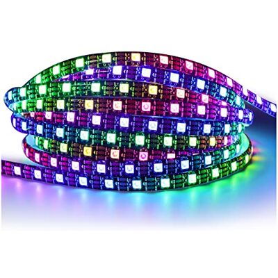 Tesfish WS2812B Led-lichtstrip, IP65, waterdicht, RGB, 5 m, 5 V, 5050, 300 leds, zwart, PCB, volledige kleur, individueel adresseerbaar, intelligente ledstrip voor reclame, decoratie, projecten Tesfish WS2812B Led-lichtstrip, IP65, waterdicht, RGB, 5 m, 5 V, 5050, 300 leds, zwart, PCB, volledige kleur, individueel adresseerbaar, intelligente ledstrip voor reclame, decoratie, projecten