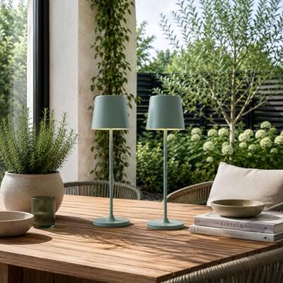 Lightbox Set van 2 led-tafellampen voor binnen en buiten, 37 cm/23 cm, ijsberggroen, touch-dimmer, mobiel, draadloos, draagbaar Lightbox Set van 2 led-tafellampen voor binnen en buiten, 37 cm/23 cm, ijsberggroen, touch-dimmer, mobiel, draadloos, draagbaar