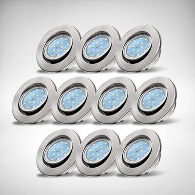 B.K.Licht Set van 10 draaibare led-inbouwspots, 230 V, lichtkleur: warmwit, gatgrootte: 68 mm, platte spot, plafondspot, led-inbouwspot, 86 x 26 mm B.K.Licht Set van 10 draaibare led-inbouwspots, 230 V, lichtkleur: warmwit, gatgrootte: 68 mm, platte spot, plafondspot, led-inbouwspot, 86 x 26 mm