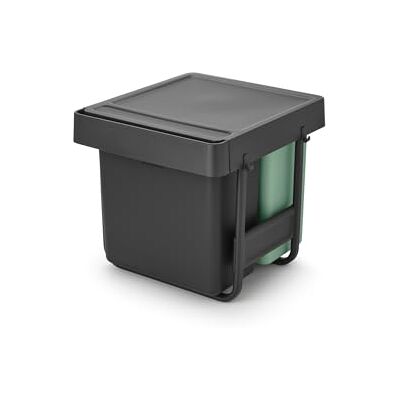 Brabantia Sort & Go Schuifafvalemmer, afvalemmer met vakken, 10 + 10 + 20 l, voor installatie onder de gootsteen, geïntegreerd sorteersysteem met schuifrails en afneembare bakken, grijs en groen Brabantia Sort & Go Schuifafvalemmer, afvalemmer met vakken, 10 + 10 + 20 l, voor installatie onder de gootsteen, geïntegreerd sorteersysteem met schuifrails en afneembare bakken, grijs en groen