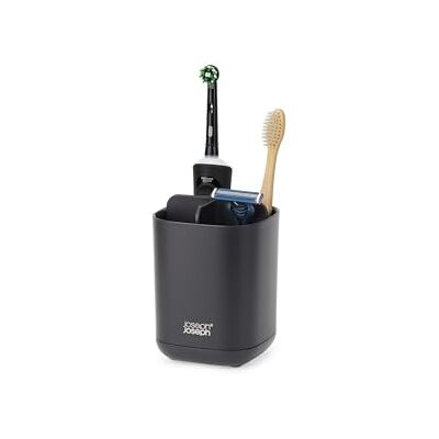 Joseph Joseph Easy-Store Tandenborstel- en tandpastahouder, compatibel met elektrische en traditionele tandenborstels, 3 vakken, mat zwart Joseph Joseph Easy-Store Tandenborstel- en tandpastahouder, compatibel met elektrische en traditionele tandenborstels, 3 vakken, mat zwart