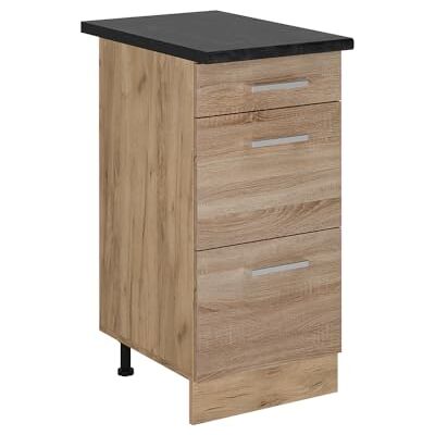 Vicco Keukenonderkast R-Line Sonoma 40 cm met laden AP antraciet 3 Tiroirs · Plan de travail incl. · Pieds réglables en hauteur · ✓ Accès facile · Librement combinable Vicco Keukenonderkast R-Line Sonoma 40 cm met laden AP antraciet 3 Tiroirs · Plan de travail incl. · Pieds réglables en hauteur · ✓ Accès facile · Librement combinable