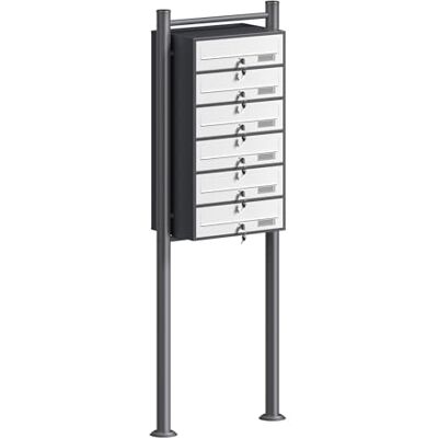 WilTec Staande brievenbus antracietgrijs/wit, 556 x 270 x 1500 mm, met 6 afsluitbare vakken en naamplaatje, gepoedercoat, voor post WilTec Staande brievenbus antracietgrijs/wit, 556 x 270 x 1500 mm, met 6 afsluitbare vakken en naamplaatje, gepoedercoat, voor post