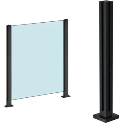 JLXJYS Zwarte glazen balustrade paal, glazen balustrade kolom voor balustrade balkon terras trap, kan geen leuning toevoegen versie en hoogte aanpasbaar (kleur: hoek JLXJYS Zwarte glazen balustrade paal, glazen balustrade kolom voor balustrade balkon terras trap, kan geen leuning toevoegen versie en hoogte aanpasbaar (kleur: hoek