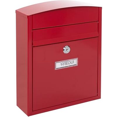 ARREGUI Compact E5736 brievenbus van verzinkt staal, maat S (A5 post), wandbrievenbus voor buiten, waterbestendig, brievenbus met naamplaatje, 2 sleutels, eenvoudige montage, rood ARREGUI Compact E5736 brievenbus van verzinkt staal, maat S (A5 post), wandbrievenbus voor buiten, waterbestendig, brievenbus met naamplaatje, 2 sleutels, eenvoudige montage, rood